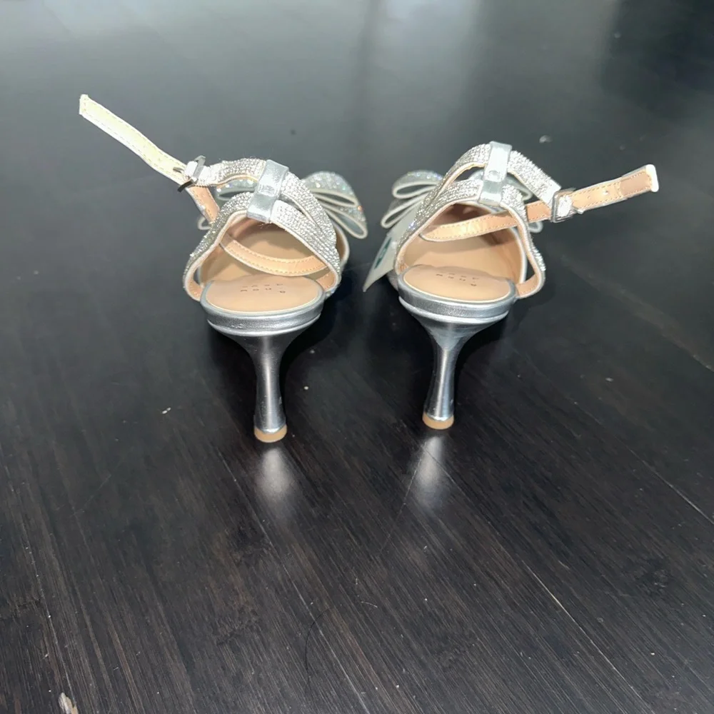 A New Day Glittering Silver Heels with Bow - Picture 6 of 7